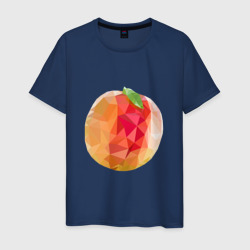 Мужская футболка хлопок Персик с листом в стиле Low Poly