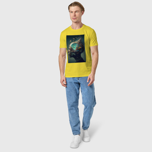 Мужская футболка хлопок Мысли о море, цвет желтый - фото 5