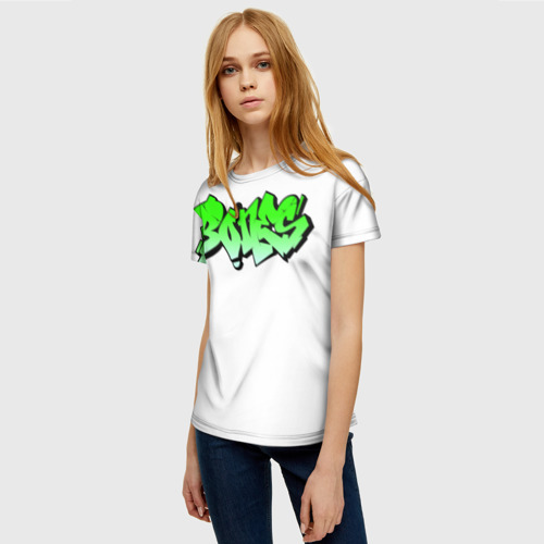 Женская футболка 3D с принтом Bones graffity, фото на моделе #1