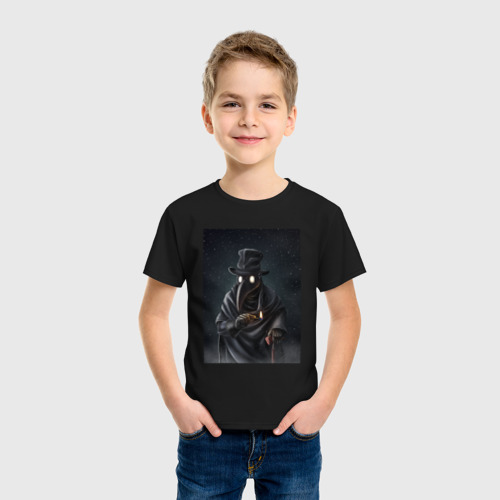 Детская футболка хлопок Чумной доктор в Средневековье, цвет черный - фото 3