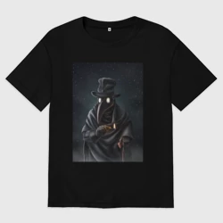 Женская футболка хлопок Oversize Чумной доктор в Средневековье