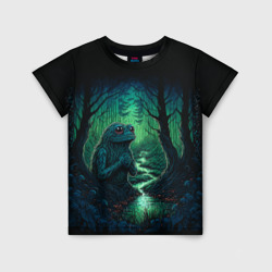 Детская футболка 3D Лягушонок Пепе сидит на болоте