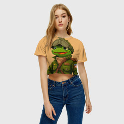 Женская футболка Crop-top 3D Лягушонок Пепе лётчик - фото 2