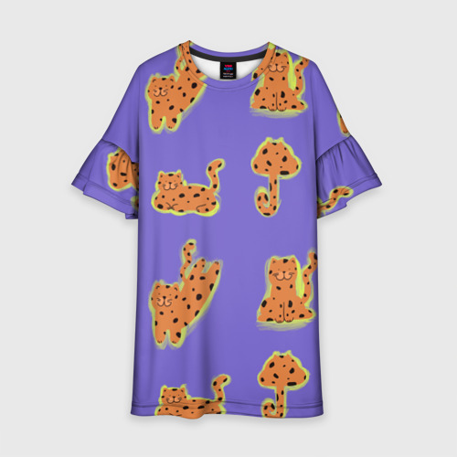 Детское платье 3D с принтом Принт с леопардами, вид спереди #2