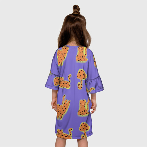 Детское платье 3D с принтом Принт с леопардами, вид сзади #2