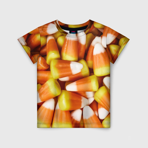 Детская футболка 3D с принтом Россыпь candy corn, вид спереди #2