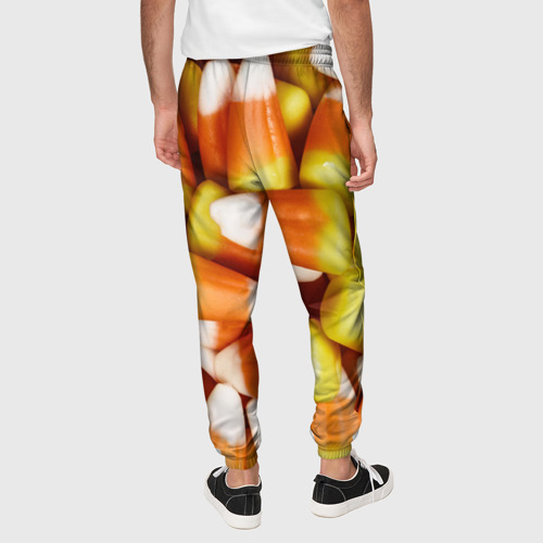 Мужские брюки 3D с принтом Россыпь candy corn, вид сзади #2