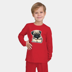 Детская пижама с лонгсливом хлопок Милый щенок мопс с книгой - фото 2