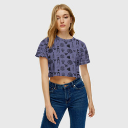 Женская футболка Crop-top 3D Паттерн Уэнсдей - фото 2