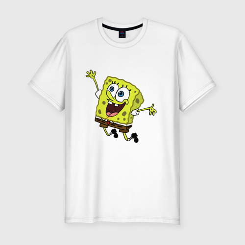 Мужская приталенная футболка из хлопка с принтом Веселый Боб, вид спереди №1