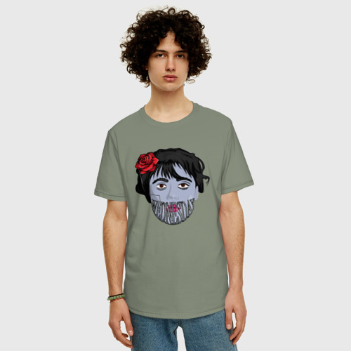 Мужская футболка хлопок Oversize с принтом Уэнсдэй зомби арт, фото на моделе #1