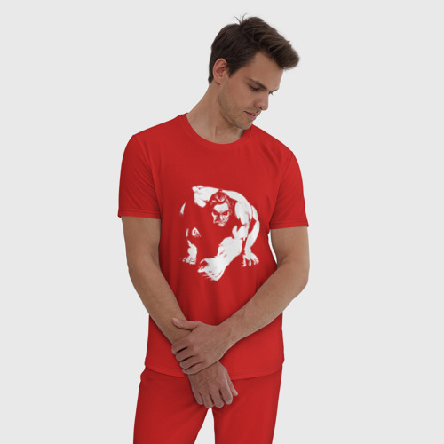 Мужская пижама хлопок с принтом Борьба сумо, фото на моделе #1
