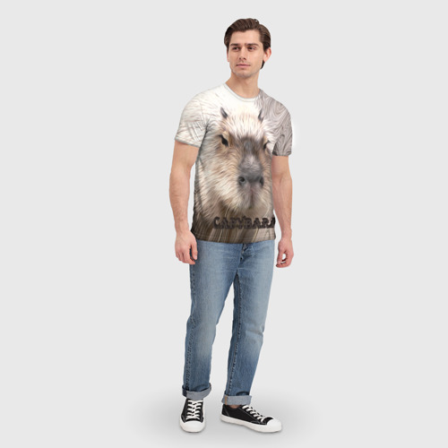 Мужская футболка 3D Капибара, портрет, цвет 3D печать - фото 5