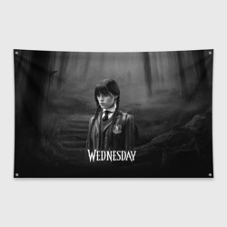 Флаг-баннер Wednesday черно-белый стиль