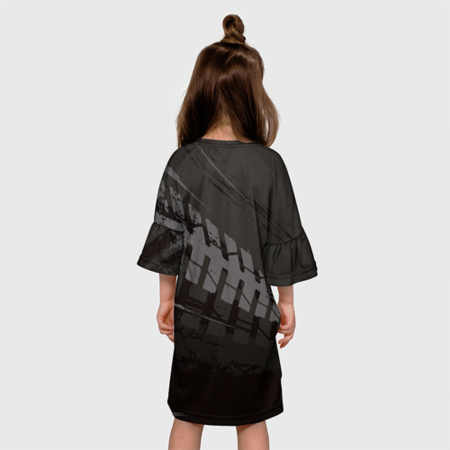 Детское платье 3D с принтом Wednesday black   and white, вид сзади #2