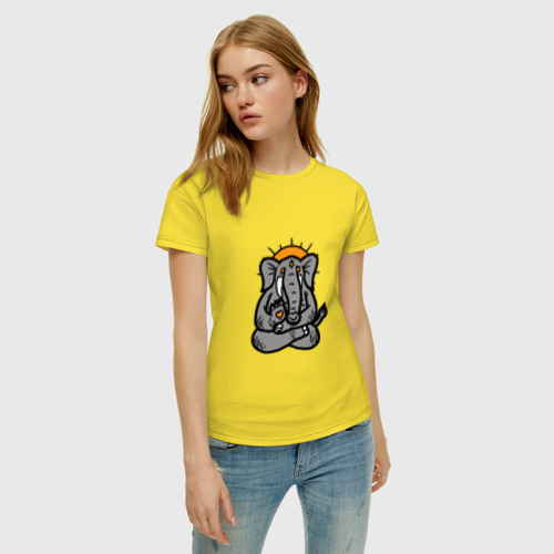 Женская футболка хлопок с принтом Elephant relax, фото на моделе #1