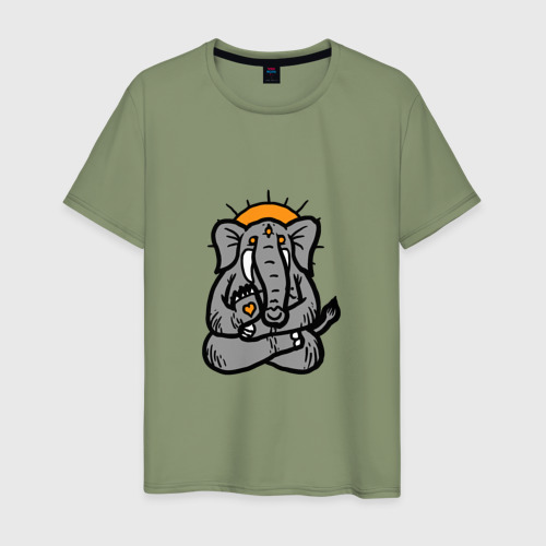Мужская футболка хлопок с принтом Elephant relax, вид спереди #2