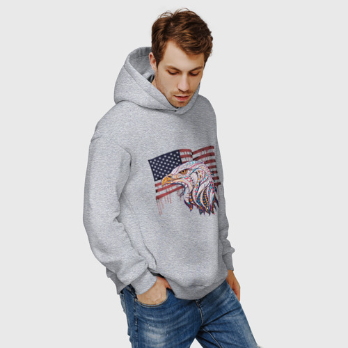 Мужское худи Oversize хлопок American eagle, цвет меланж - фото 7