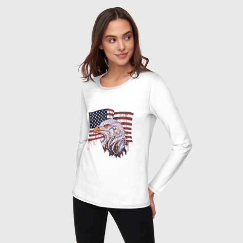 Женский лонгслив хлопок American eagle, цвет белый - фото 3
