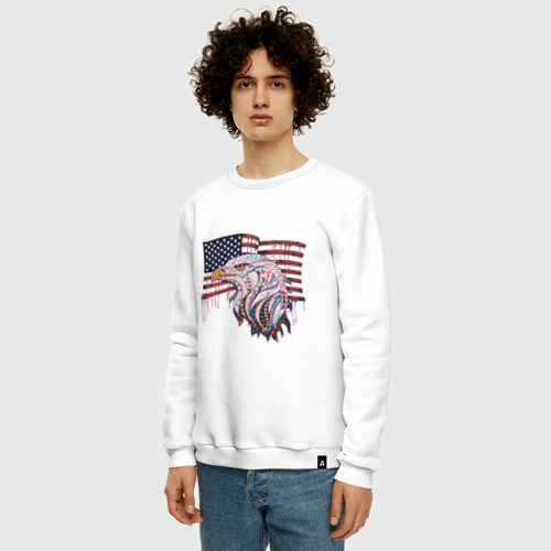 Мужской свитшот хлопок American eagle, цвет белый - фото 3