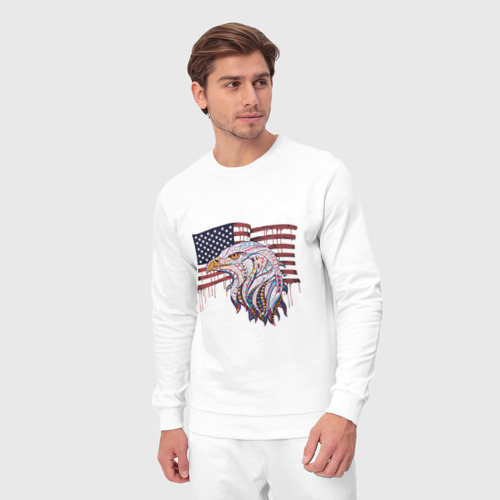 Мужской костюм хлопок American eagle, цвет белый - фото 5