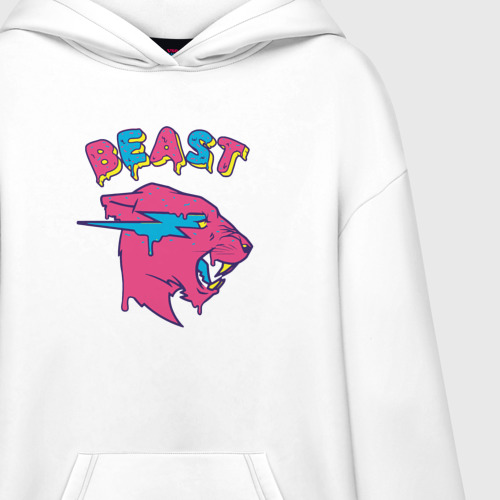 Худи SuperOversize хлопок Mr Beast logo art, цвет белый - фото 3