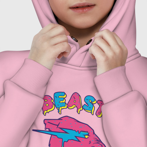 Детское худи Oversize хлопок Mr Beast logo art, цвет светло-розовый - фото 7