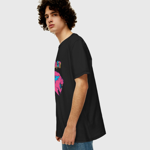 Мужская футболка хлопок Oversize с принтом Mr Beast logo art, вид сбоку #3