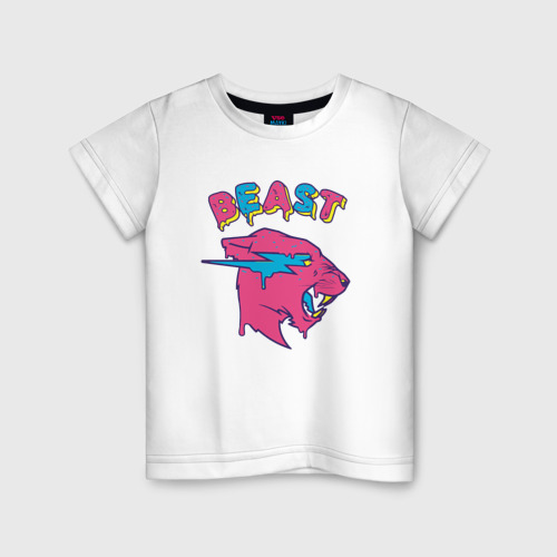 Детская футболка из хлопка с принтом Mr Beast logo art, вид спереди №1