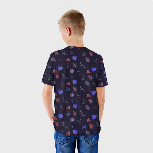 Детская футболка 3D Паттерн с сердечками и цветами, цвет 3D печать - фото 4