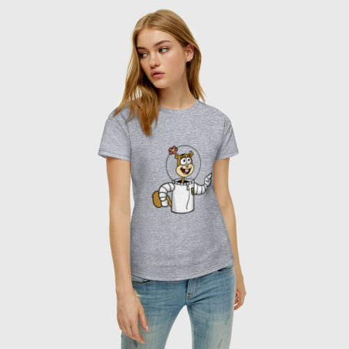 Женская футболка хлопок с принтом Догадливая Сэнди, фото на моделе #1