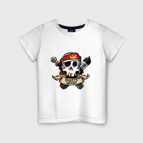 Детская футболка из хлопка с принтом Пиратские воины, вид спереди №1