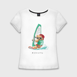 Женская футболка хлопок Slim Wind surfing bear