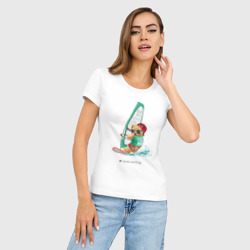 Женская футболка хлопок Slim Wind surfing bear - фото 2