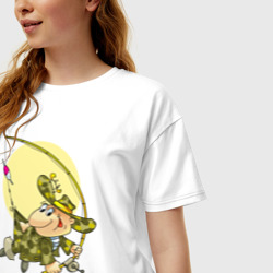 Женская футболка хлопок Oversize Весёлый рыбачок - фото 2