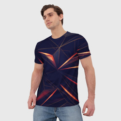 Мужская футболка 3D Темная абстракция треугольники - фото 2
