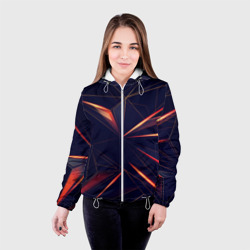 Женская куртка 3D Темная абстракция треугольники - фото 2