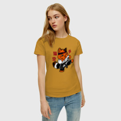 Женская футболка хлопок Кот каратист art - фото 2