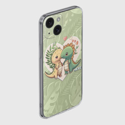 Чехол для iPhone 15 силиконовый с защитой камеры Мистер Влюбленный динозавр - фото 2