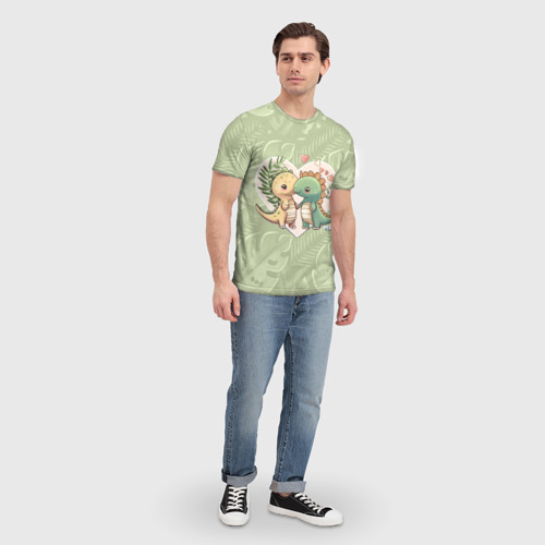 Мужская футболка 3D Мистер Влюбленный динозавр, цвет 3D печать - фото 5