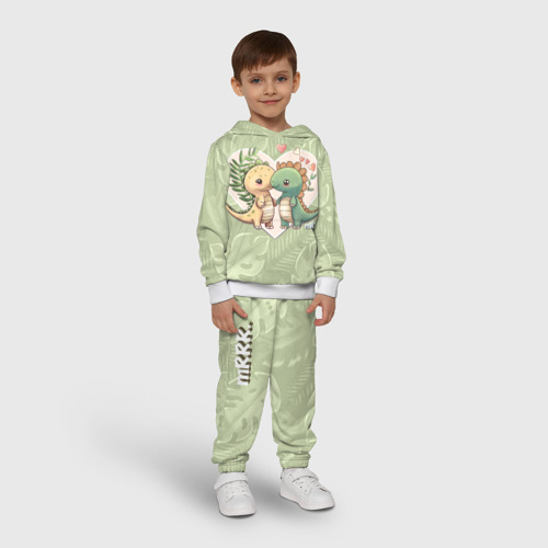 Детский костюм с толстовкой 3D Мистер Влюбленный динозавр, цвет белый - фото 3