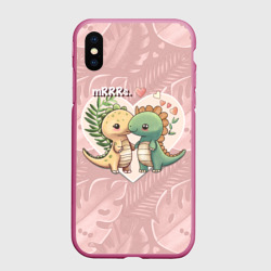 Чехол для iPhone XS Max матовый Миссис и Мистр Влюбленные динозавры