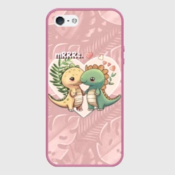 Чехол для iPhone 5/5S матовый Миссис и Мистр Влюбленные динозавры