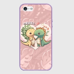 Чехол для iPhone 5/5S матовый Миссис и Мистр Влюбленные динозавры