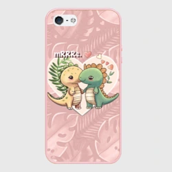 Чехол для iPhone 5/5S матовый Миссис и Мистр Влюбленные динозавры