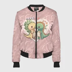 Женский бомбер 3D Миссис и Мистр Влюбленные динозавры