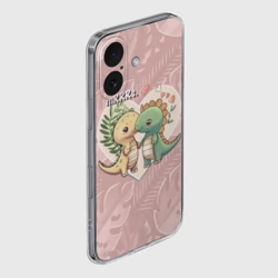 Чехол для iPhone 16 силиконовый с защитой камеры Миссис и Мистр Влюбленные динозавры - фото 2