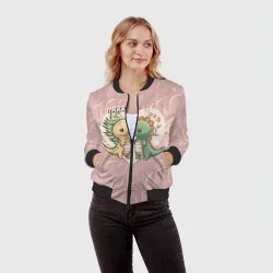 Женский бомбер 3D Миссис и Мистр Влюбленные динозавры - фото 2