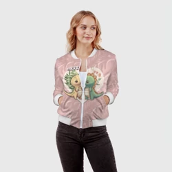 Женский бомбер 3D Миссис и Мистр Влюбленные динозавры - фото 2