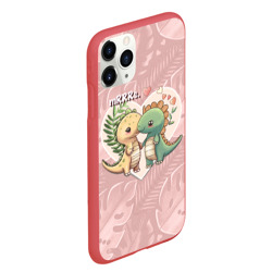 Чехол для iPhone 11 Pro Max матовый Миссис и Мистр Влюбленные динозавры - фото 2